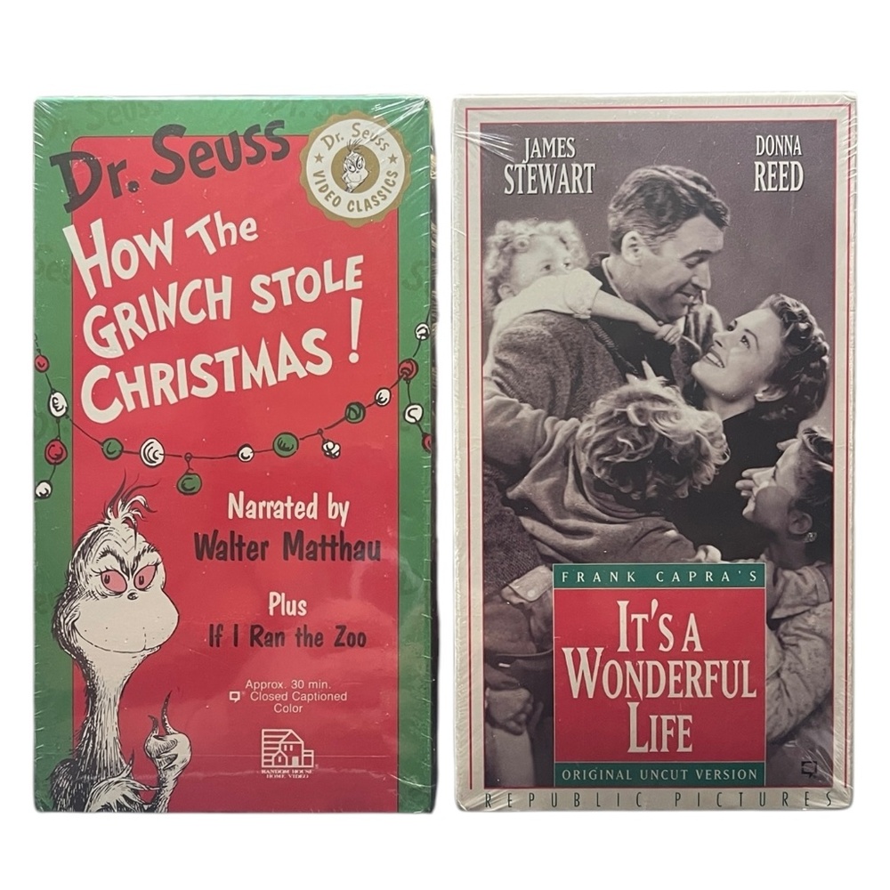 Lot of 2 VHS Tapes - It's A Wonderful Life & How the Grinch Stole Christmas NEW